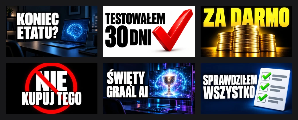 Six thumbnails with short Polish captions, each shrunk to 320 px wide
