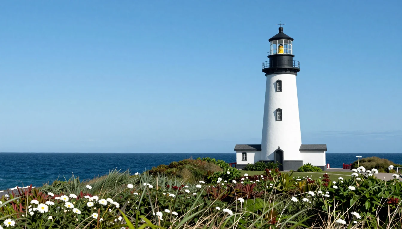 A plain lighthouse from a one-word prompt