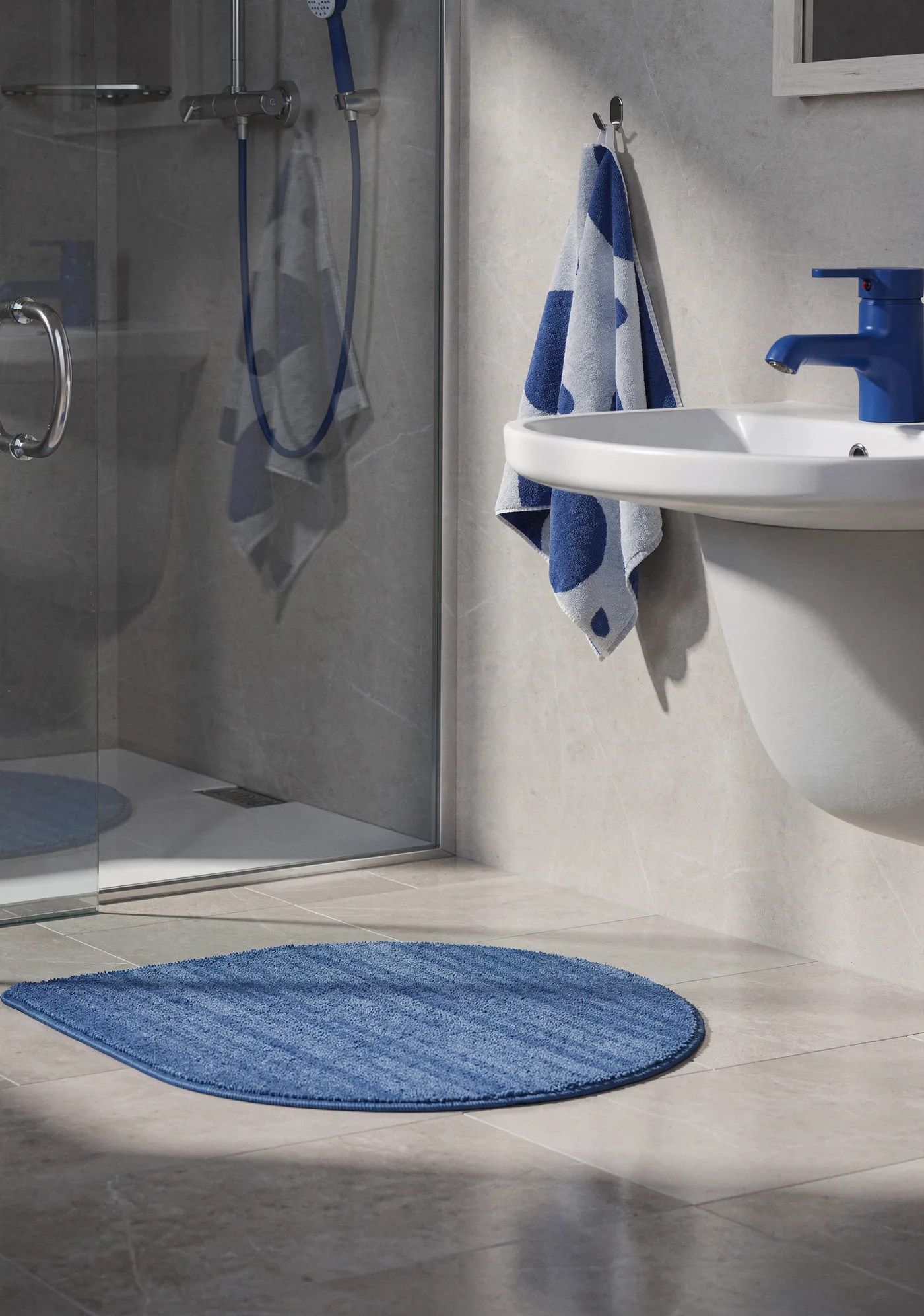 A bathroom scene composed from four product reference photos, FLUX.2 example